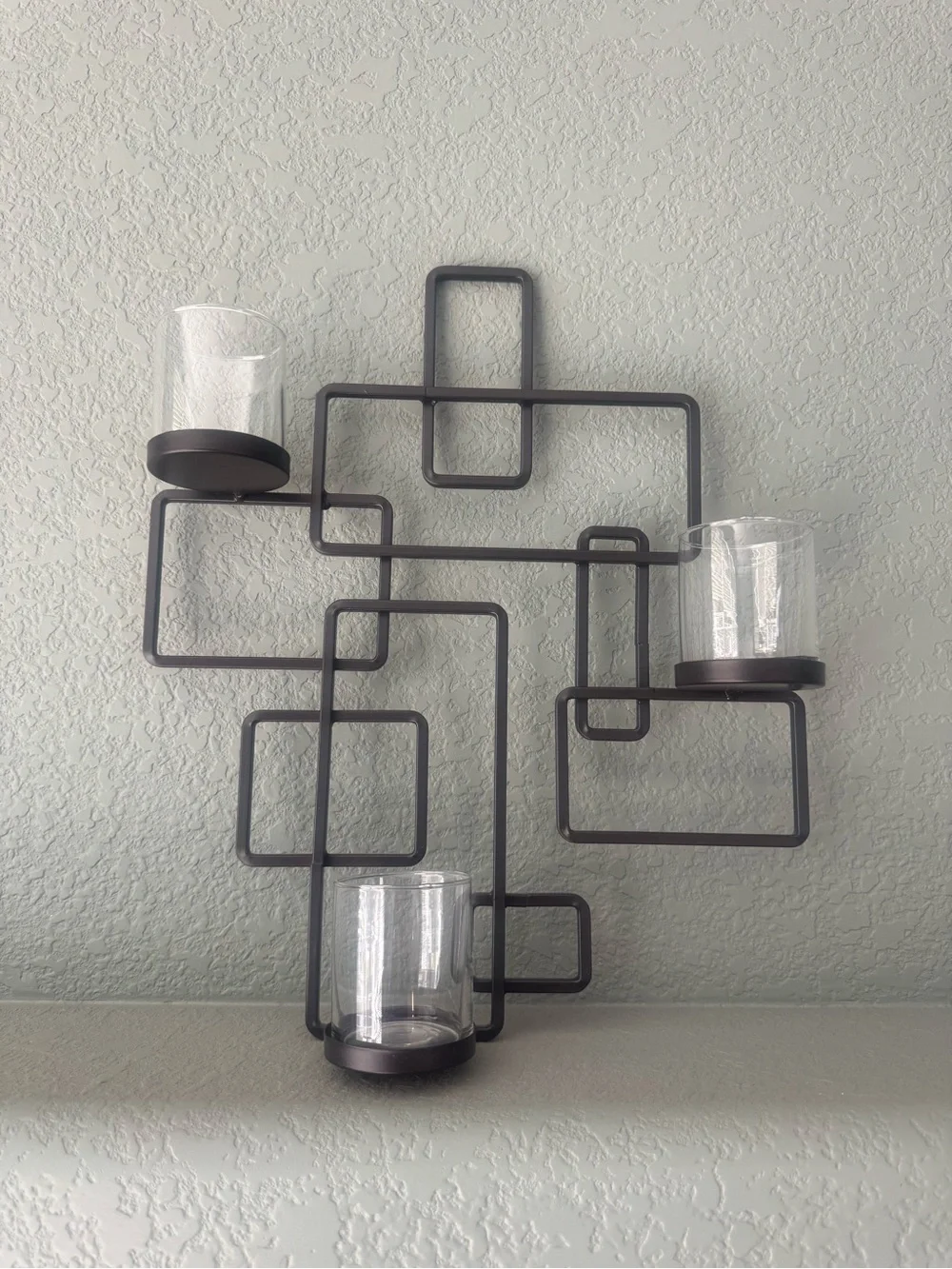 Geometric Black Metal Wall Candle Holder - Modern Home Wall Decor